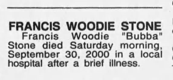 Francis Woodie Stone