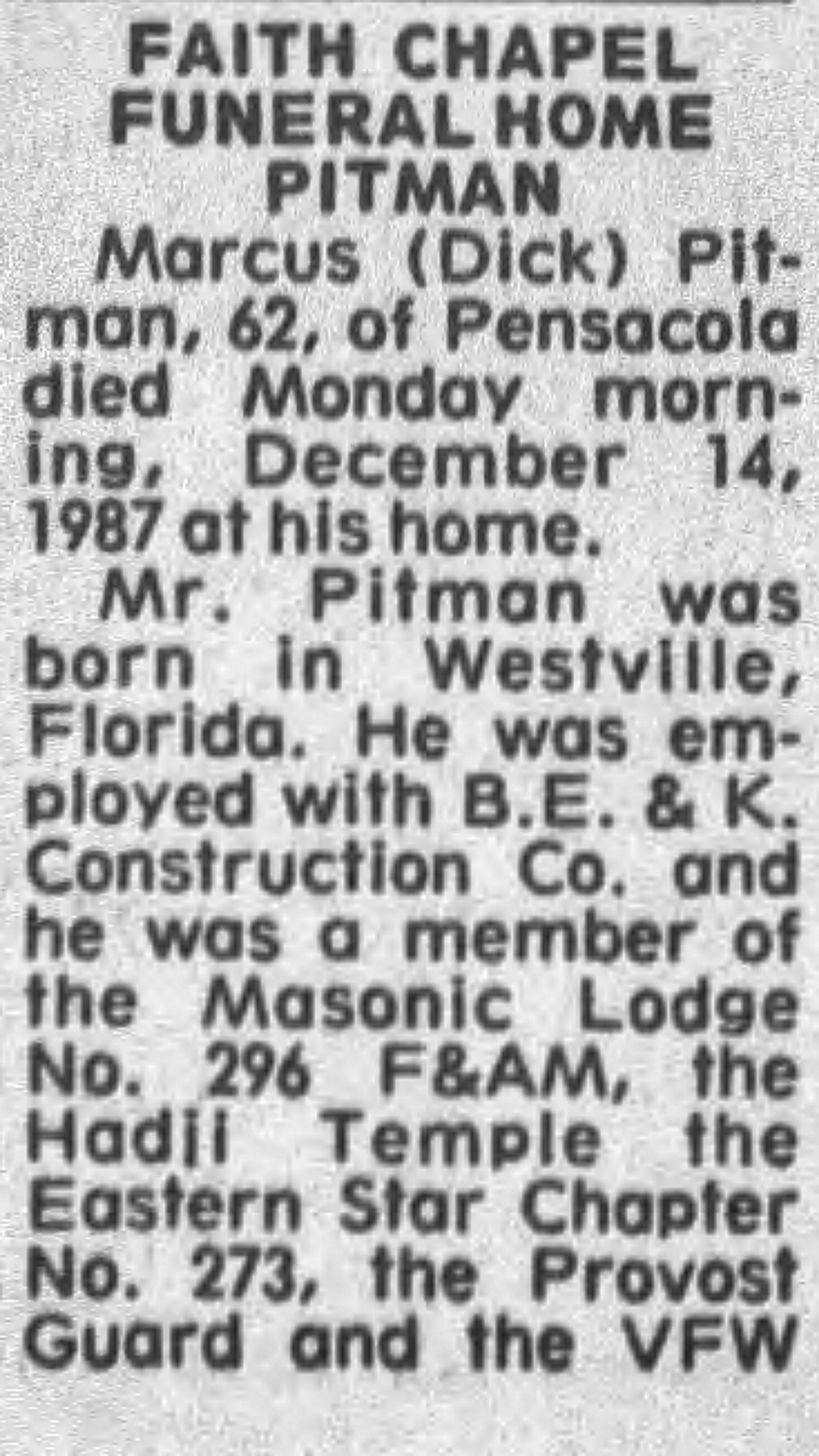 Marcus (Dick) Pitman